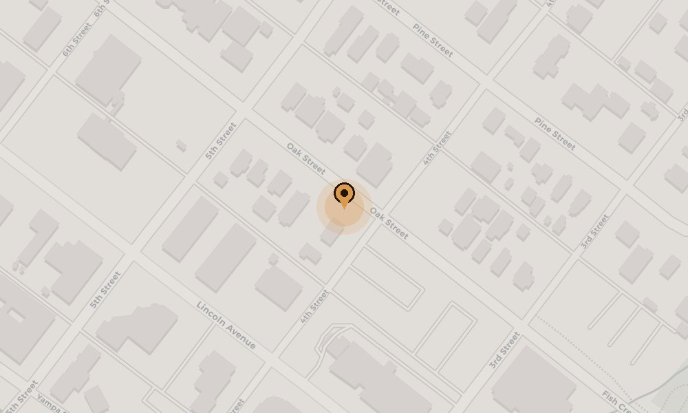 Map showing Causeway Coffee House at 427 Oak St in downtown Steamboat Springs
