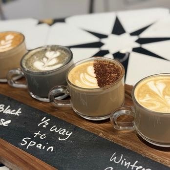 Latte with cinnamon and latte art
